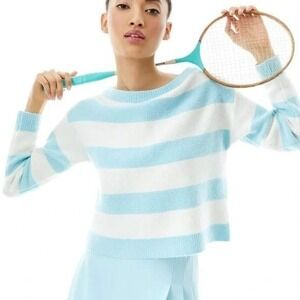 ALICE + OLIVIA Womens Bauer Striped Off Shoulder Sweater Cashmere Cozy Size M